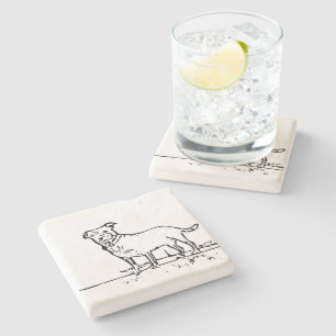 Little Dog Template Light Stone Coaster
