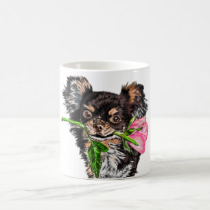 Little Dog with Rose Coffee Mug Romantic Love
