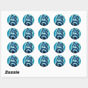 Little Doggy in blue Classic Round Sticker