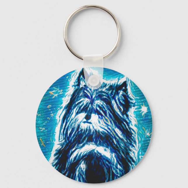 Little Doggy in blue Key Ring (Front)