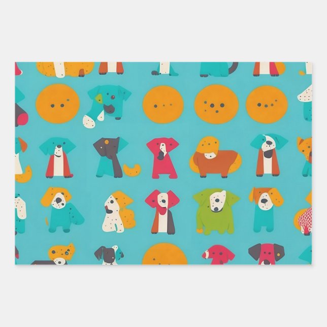 Little Dogs  Wrapping Paper Sheet (Front)