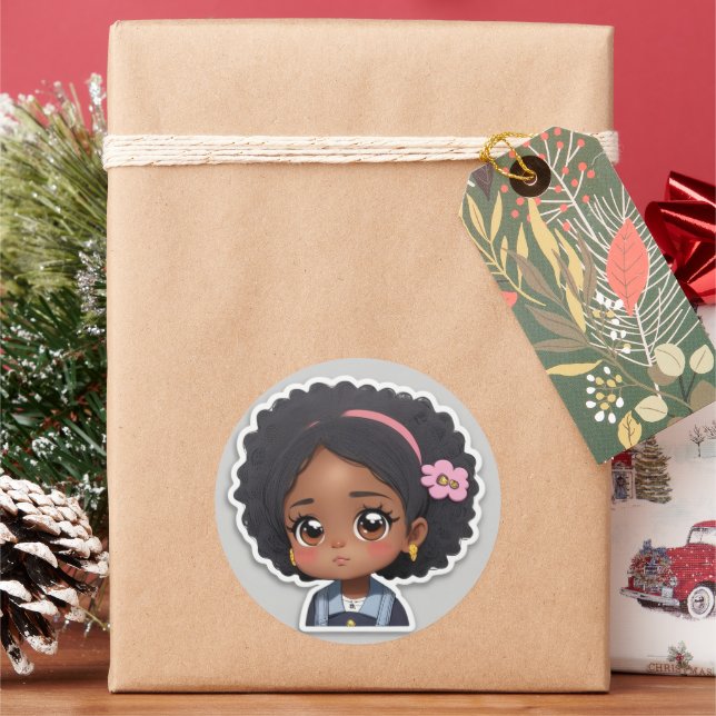 Little doll classic round sticker (Holiday)
