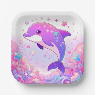  Little Dolphin Baby Shower  Paper Plate