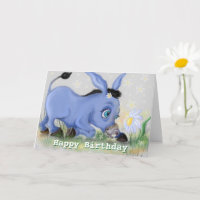 Little Donkey and Daisy Birthday Card