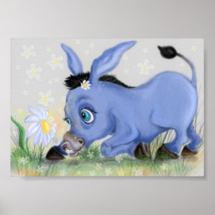 Little Donkey and Daisy Poster Painting Your Text