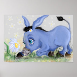 Little Donkey and Daisy Poster Painting Your Text