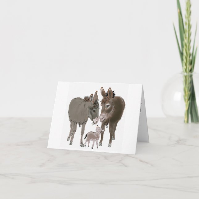 Little Donkey Christmas and New Year Card (Front)