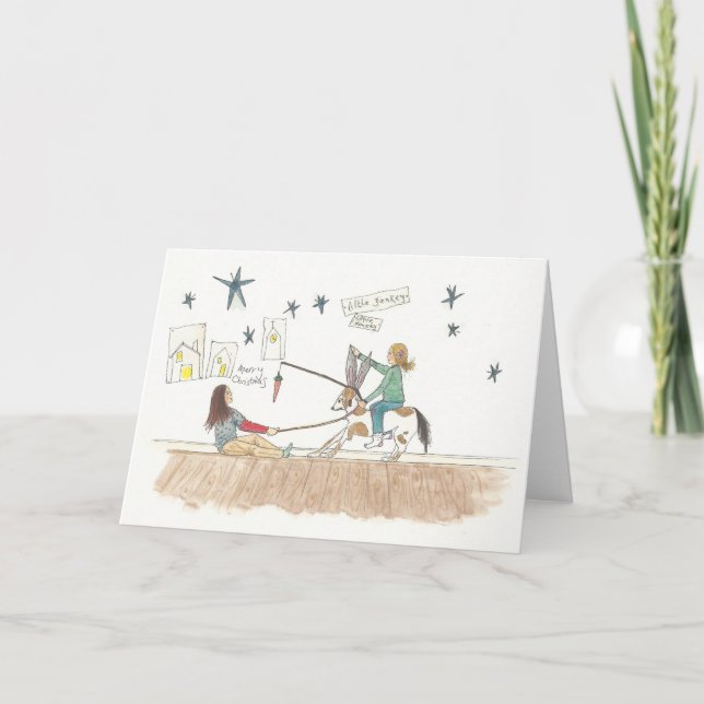 Little Donkey Christmas Card (Front)