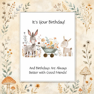 Little Donkeys Happy Birthday Business   Postcard
