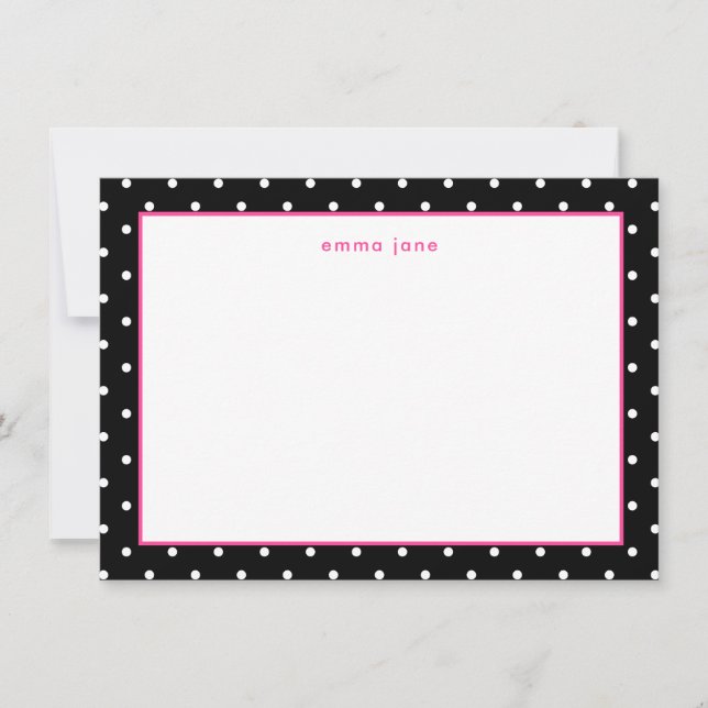 Little Dots Hot Pink and Black Personalised Card (Front)