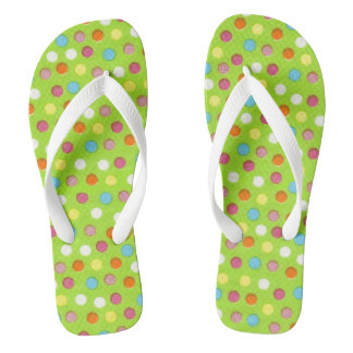 Little Dots on Green Flip Flops