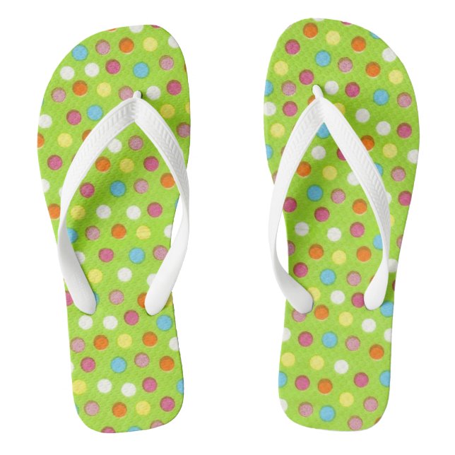 Little Dots on Green Flip Flops (Footbed)
