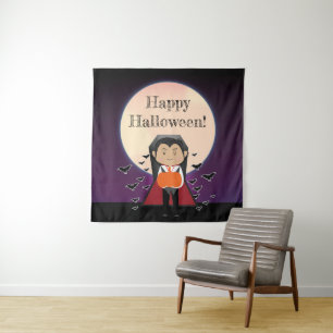 Little Dracula Costume Halloween Party Backdrop Tapestry