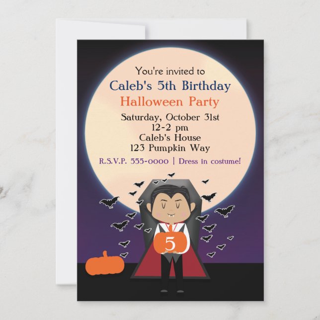 Little Dracula Halloween Birthday Party Invitation (Front)