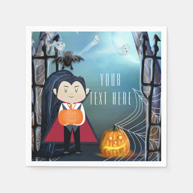 Little Dracula Vampire Halloween Birthday Party Napkin (Front)