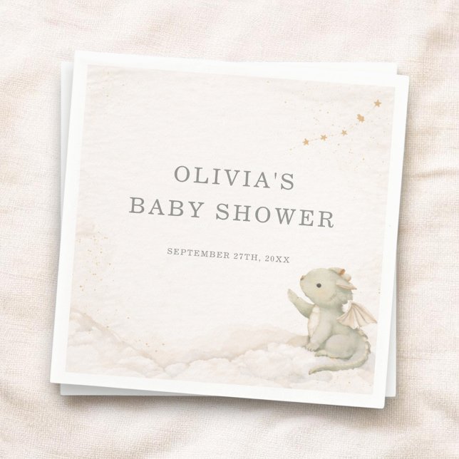 Little Dragon Almost Here Baby Shower Party Napkin (Creator Uploaded)