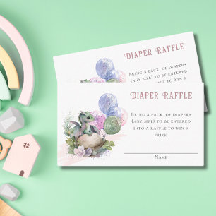 Little Dragon Baby Shower Diaper Raffle  Enclosure Card