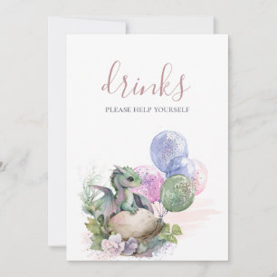 Little Dragon Baby Shower Drinks Sign Invitation