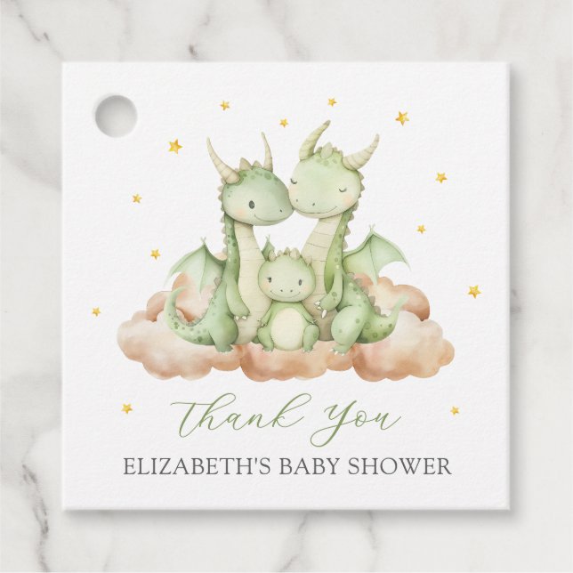Little Dragon Baby Shower Favour Tags (Front)