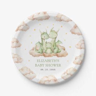 Little Dragon Baby Shower Paper Plate