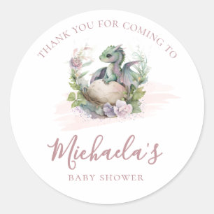 Little Dragon Baby Shower Thank You Classic Round Sticker