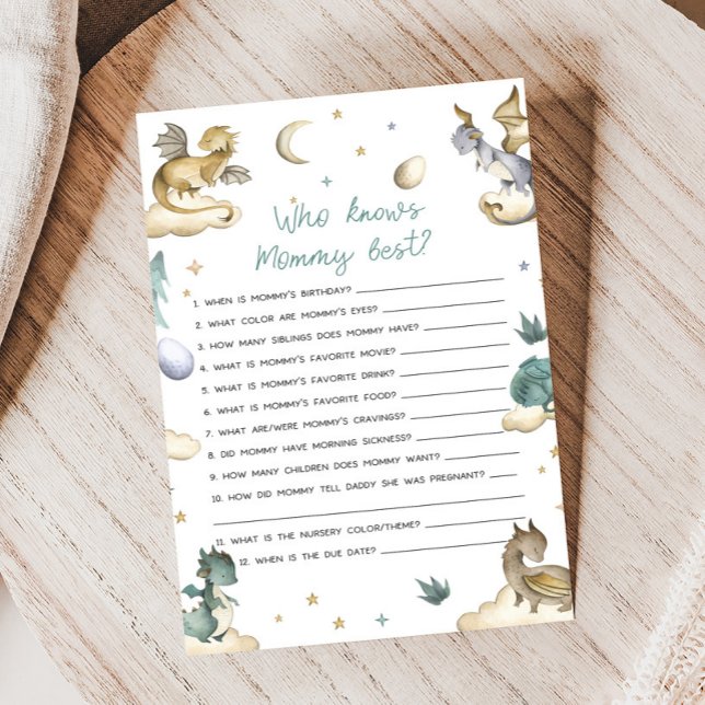 Little Dragon Baby Shower Who Knows Game (Dragon Baby Shower Game)