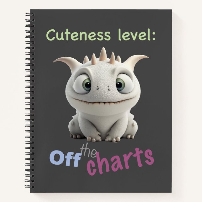 Little Dragon Cuteness Level Cute Adorable Funny  Notebook (Front)