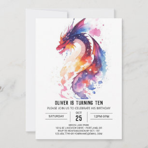 Little Dragon Fantasy Birthday Invitation