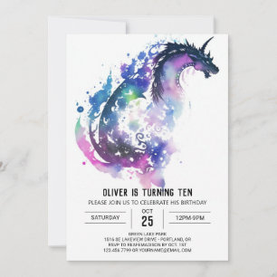 Little Dragon Fantasy Birthday Invitation