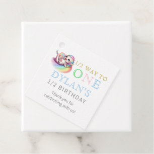 Little Dragon Halfway to One Blue 6 Month Birthday Favour Tags