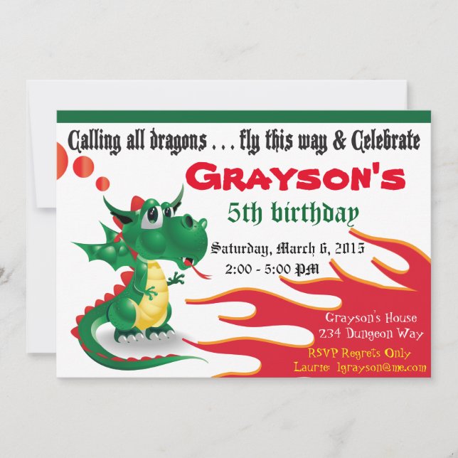 Little Dragon Invitation (Front)