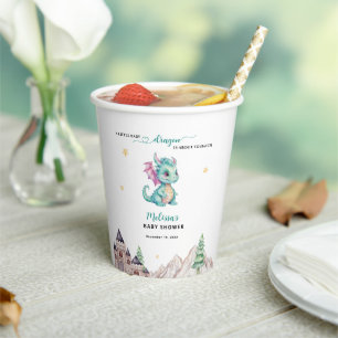 Little Dragon is about to hatch Baby Shower Paper Cups