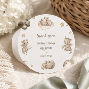 Little Dragon Magical Baby Shower Thank You Classic Round Sticker