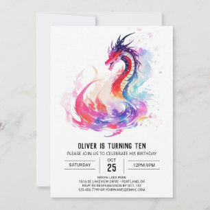 Little Dragon Printable Birthday Invitation