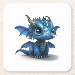 Little Dragon Square Paper Coaster