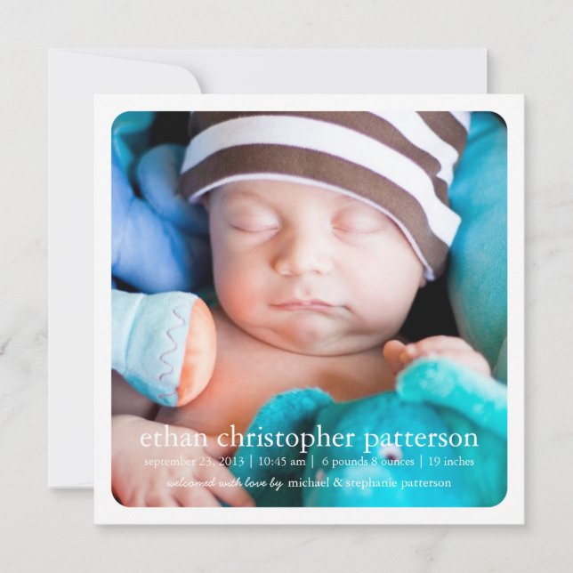 Little Dream Two Photo Square Birth Announcement (Front)