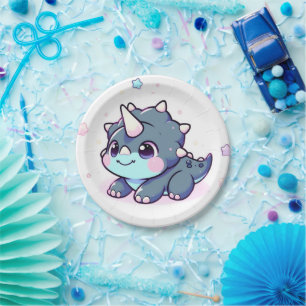 Little Dreamy Dinosaur Baby Shower Paper Plate