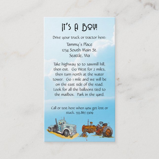 Little Driver On His Way Enclosure Card (Front)