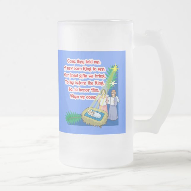 Little Drummer Boy Lyrics on T shirts and Gifts Frosted Glass Beer Mug (Right)