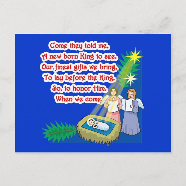 Little Drummer Boy Lyrics on T shirts and Gifts Postcard (Front)