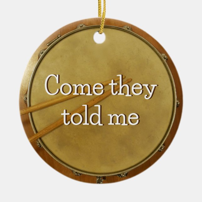 Little Drummer Snare Drum Ceramic Tree Decoration (Front)