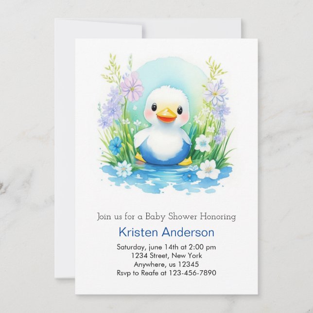Little Duck Boy Baby Shower Invitation (Front)