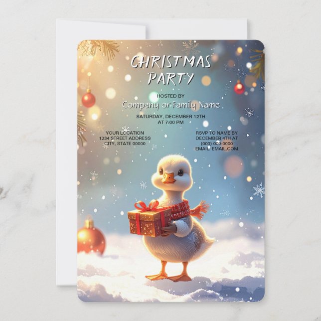 Little Duck Christmas Holiday Party Invitation (Front)