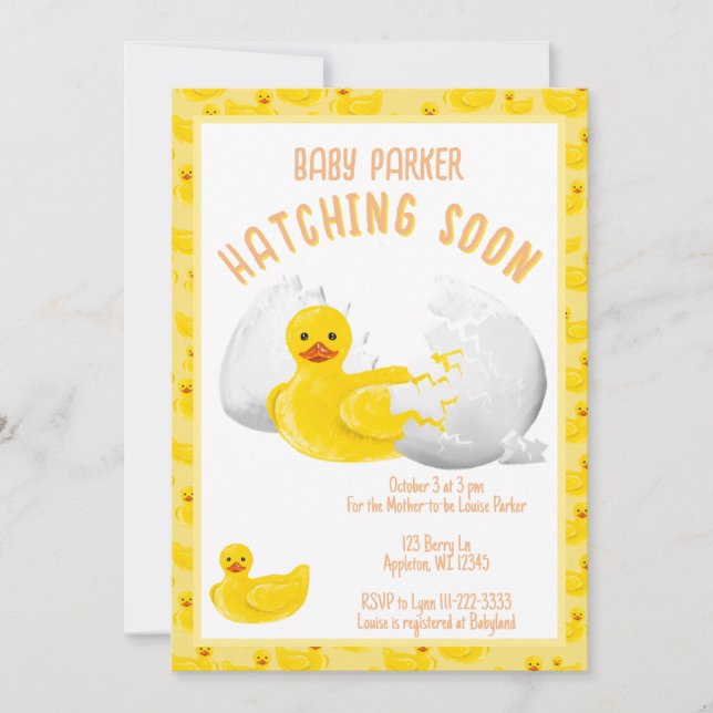 Little Duck Hatching Soon Baby Shower Invitation (Front)