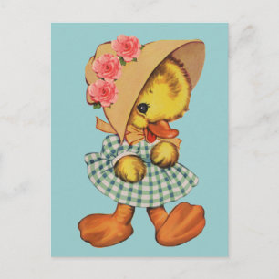 Little Duck in Dress and Bonnet Postcard