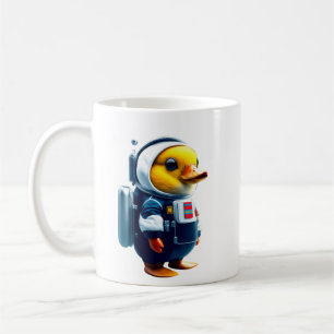 little duck with an astronaut suit coffee mug