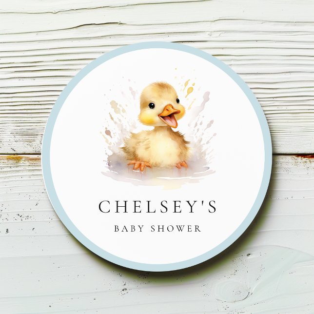 Little Duckling Baby Shower Classic Round Sticker (Creator Uploaded)