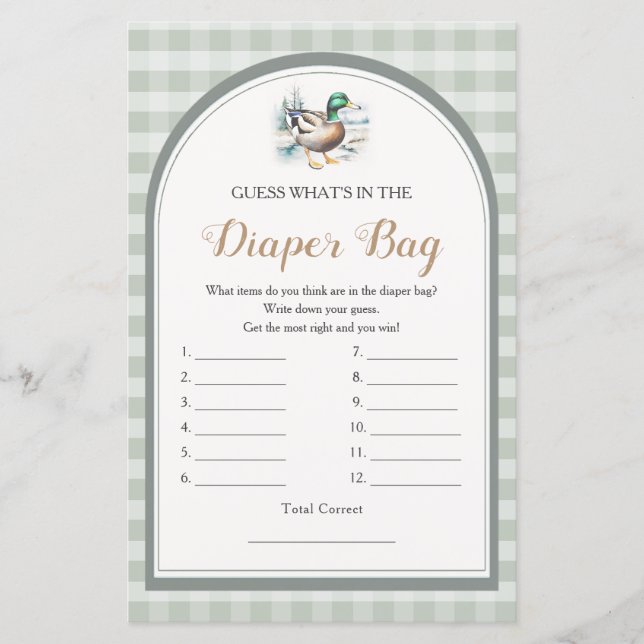 Little Duckling Baby Shower What's in Diaper Bag (Front)