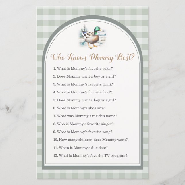 Little Duckling Baby Shower Who Know Mummy Best (Front)