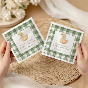 Little Duckling Classic Neutral Gingham Napkin
